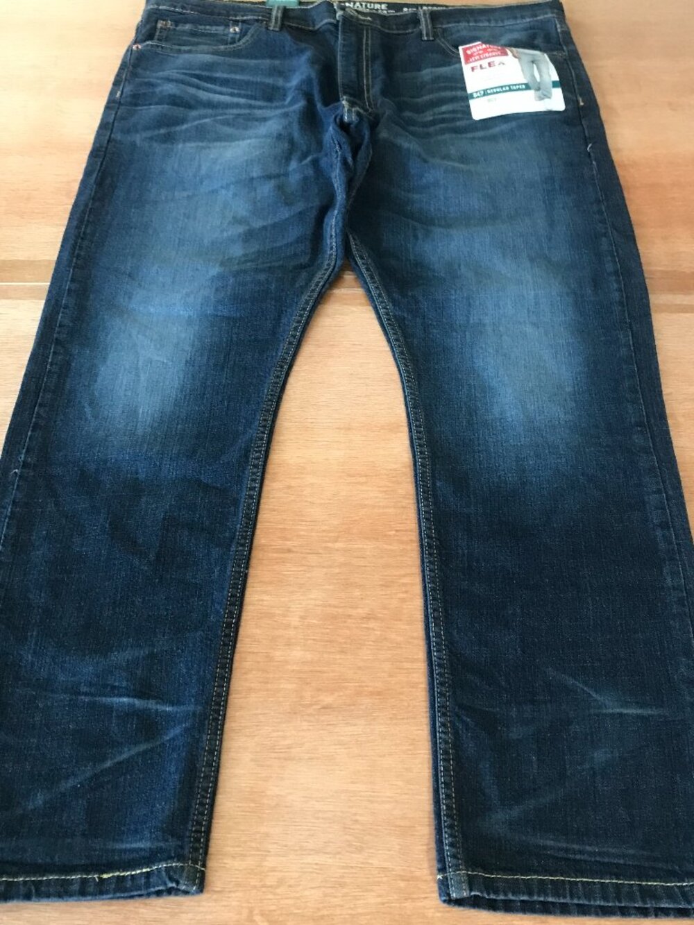 Levi Strauss Signature Flex Regular Taper Jeans Men 38x28 Blue Mid Rise Stretch
